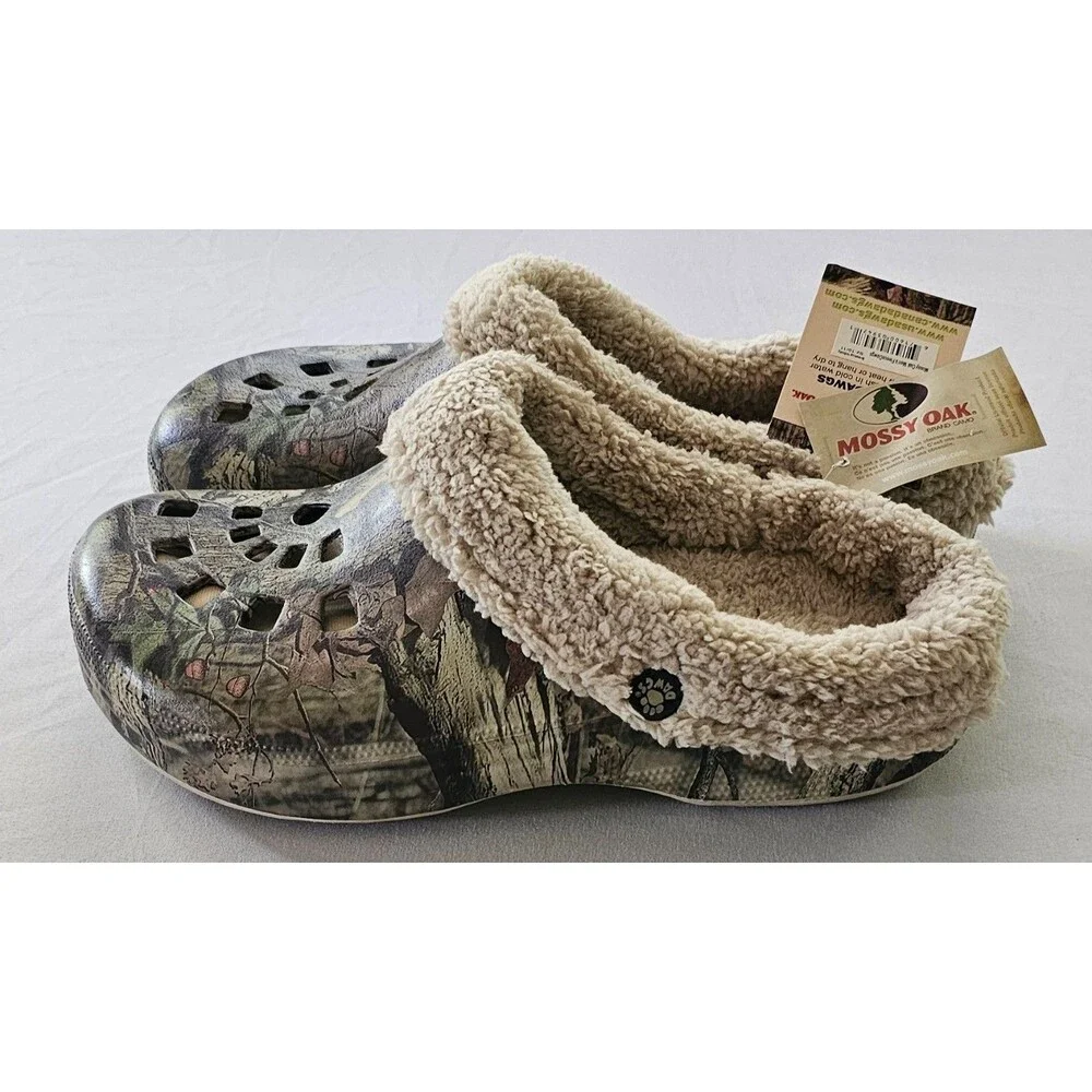 Dawgs Men’s 10/11 Fleece Lined Mossy Oak Camo Clogs NWT Warm Comfort Slip On